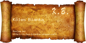 Köles Bianka névjegykártya
